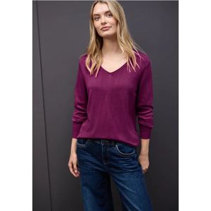 Street One Dames Trui met V-hals in Pink, in size: 34