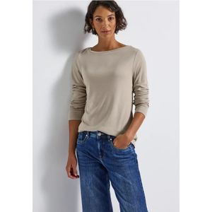 Street One Dames Basic shirt met lange mouwen in Beige, in size: 44