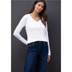 Street One Dames Shirt met hartvormige halslijn in Wit, in size: 34