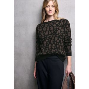 Street One Studio Dames Cosy Leo trui in Zwart, in size: 38
