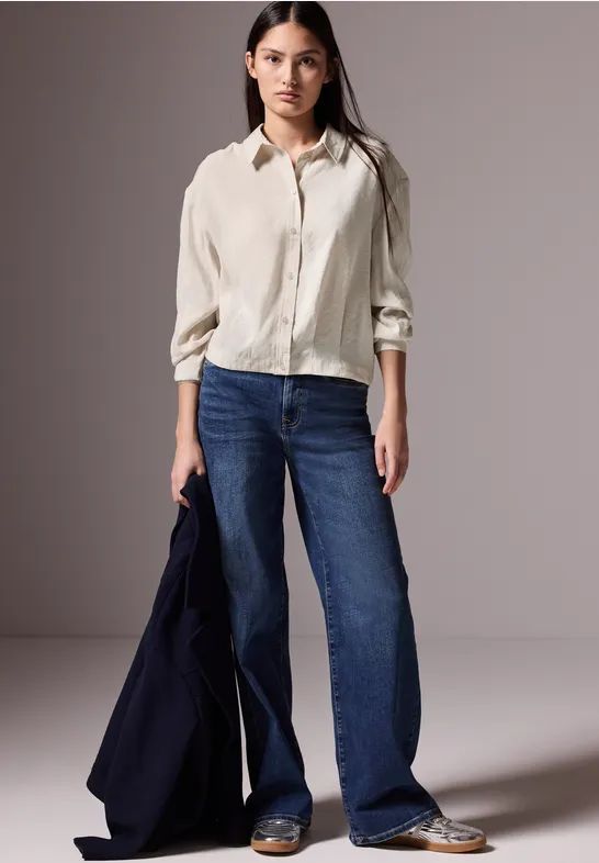 Street One - Studio Shirtkraag Blouse - Light Sunstone Beige - Met Pleat Detail