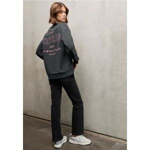 Street One Studio Dames Loose Fit Sweat met rugprint in Grijs, in size: 34