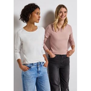 Street One Dames 2-pack shirts met lange mouwen in Multicolour, in size: 42