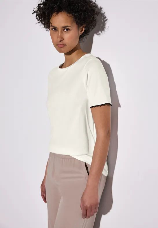 Street One - Shirt - Wit - Katoen-Modaalmix