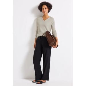 Street One Dames Basis trui met V-hals in Beige, in size: 34