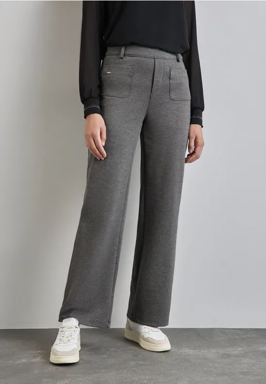 Street One - Voorkant Pocket Straight - Damesbroek - Echo Grey Mel.