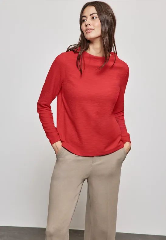 Street One dames structuurshirt, rood (mandarijnrood), 38