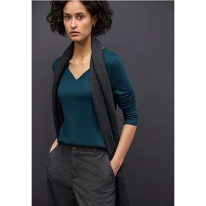 Street One Dames Shirt met hartvormige halslijn in Turkoois, in size: 36