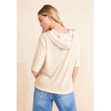 Street One - Dames T-shirt - Capuchon - Fijngebreid - Hoodie-Style - Decoratieve Naad - Trekkoord in de Zoom