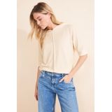 Street One - Dames T-shirt - Capuchon - Fijngebreid - Hoodie-Style - Decoratieve Naad - Trekkoord in de Zoom