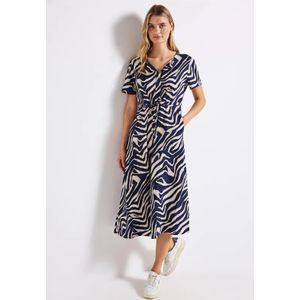 Street One Dames Gedessineerde midi-jurk in Blauw, in size: 34