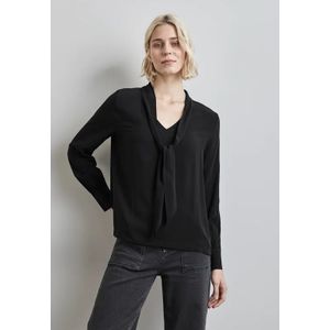 Street One Dames Blouse met strik in Zwart, in size: 38