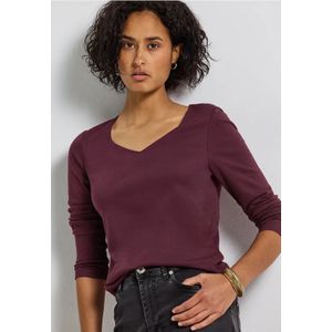Street One Dames Shirt met carrée halslijn in Rood, in size: 44