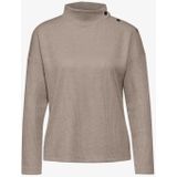 Street One - A322244 - T-shirt - Lichtbeige - Gestructureerd met Knopen voor Dames