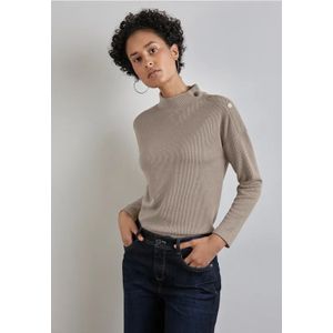 Street One - A322244 - T-shirt - Lichtbeige - Gestructureerd met Knopen voor Dames