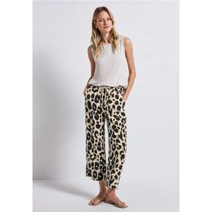 Street One Dames Wide Legs broek met leoprint in Beige, in size: 32