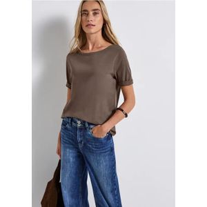 Street One Dames Shirt met boothals in Bruin, in size: 34