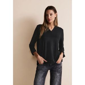 Street One Dames Shirt in zijden look in Zwart, in size: 34