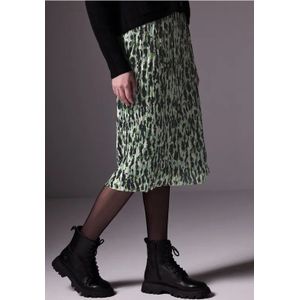 Street One Studio Dames Geprinte geplooide rok van mesh in Multicolour|Groen, in size: 36