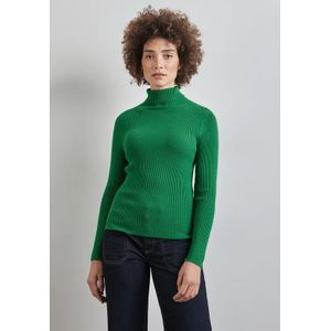 Street One Dames Basic trui met rolkraag in Groen, in size: 40