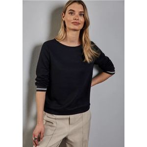 Street One Dames Shirt met gestreepte manchetten in Blauw, in size: 36