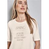 Street One - Dames Shirt - Wit - Korte Mouwen - Glimmende Tekst