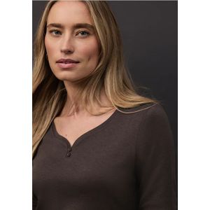 Street One Dames Basic shirt met knoopdetail in Bruin, in size: 34