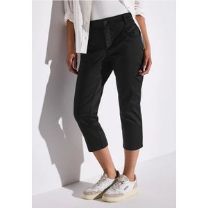 Street One Dames Satijnen 3/4 broek in Zwart, in size: 32