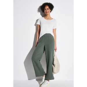 Street One Dames Wide Legs mousseline broek in Groen, in size: 32