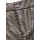 Street One - Geruite Broek - Beige - Hoge Taille, Wijde Pijpen, Steekzakken