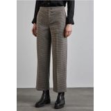 Street One - Geruite Broek - Dames - Hoge Taille - Wijde Pijpen - Materiaalmix met Stretch