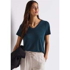 Street One Dames Shirt met linnen look in Turkoois, in size: 34