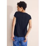 Street One Dames T-shirt met printpatch in Blauw, in size: 34