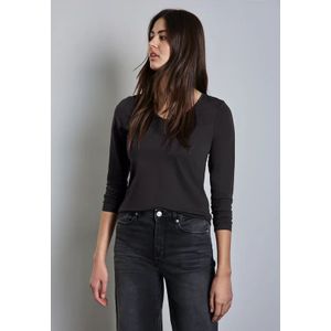 Street One Dames Shirt met ronde V-hals in Grijs, in size: 44