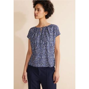 Street One Dames T-shirt van materiaalmix in Blauw, in size: 46