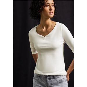Street One Dames Basic shirt met knoopdetail in Wit, in size: 34