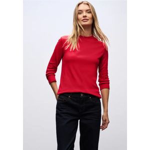 Street One Dames Basic col shirt in Rood, in size: 34