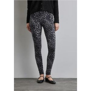 Street One Dames Legging met leoprint in Grijs, in size: 44