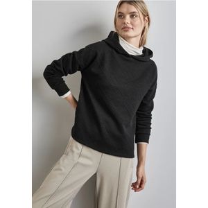 Street One - Dames Hoodie - Zwart - Getextureerd met Capuchon