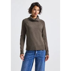 Street One Dames Trui met opstaande kraag in Bruin, in size: 34