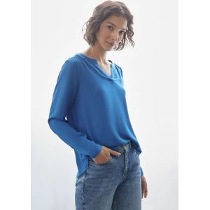 Street One Dames Blouse in effen kleur in Blauw, in size: 38