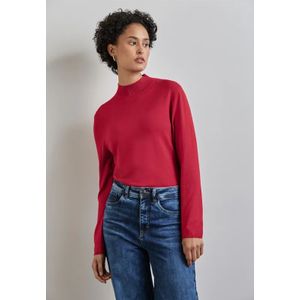 Street One Dames Basic trui met rolkraag in Rood, in size: 34