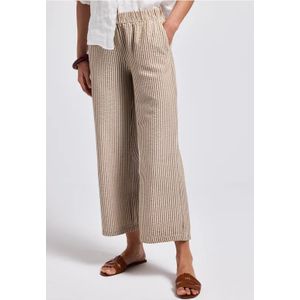 Street One Dames Gestreepte seersucker broek in Beige, in size: 32
