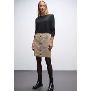 Street One Dames Corduroy rok met knoopsluiting in Beige, in size: 32