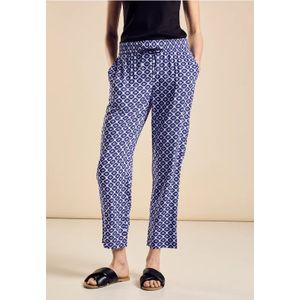Street One Dames Viscose broek met print in Blauw, in size: 32