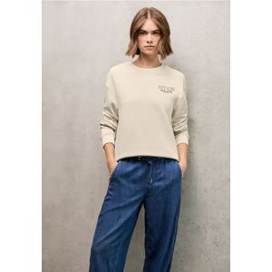 Street One Studio Dames Loose Fit Sweat met rugprint in Beige, in size: 34