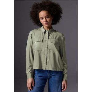 Street One Studio Dames Overhemdblouse met borstzakken in Groen, in size: 40