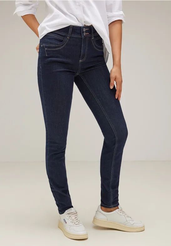Street One Dames Slim fit jeans in Blauw, in size: 24