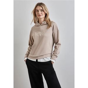 Street One Dames Hoodie met borduursel in Beige, in size: 46