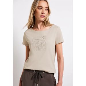 Street One Dames Shirt met foliedruk in Beige, in size: 34